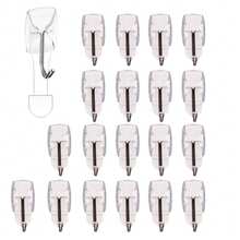 20 Pcs Clear Wall Hooks For Hanging, Command Small Clear Wire Hooks With Strips, Removable Hooks For Walls No Damage, Hanging Hooks With Adhesive Strips For Hanging, Organization And Decoration, Hooks For Outdoor String Lights, Easy To Use - Clear - View 8