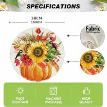 1/4/6pcs Autumn Collection Sunflower Bird Berry Hand-Painted Pattern Placemats, Suitable For Home Kitchen, Made Of Polyester Fiber, Kitchen Table Decoration, And Party Scene Decoration - Multicolor - View 7