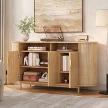 Sideboard With Storage With Doors With 3 Doors - Modern Style In Natural Wood Effect MDF For Living Room And Dining Room - Natural - View 3