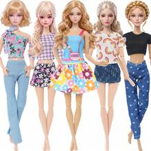 5 PCS Set Casual Fashion Doll Clothes For 11.5 Inch Dolls,Includes Tops Pants Skirts And Dresses,Girls Toy Doll Dress Up Set,Suitable As A Holiday Gift(Doll Not Included) - Multicolor - View 11