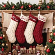 Printed Embroidery, Embroidered Christmas Stocking Set, Name Embroidery, DIY Handmade Embroidered Christmas Pattern, Handmade Stitched Christmas Gift Stocking - Multi-color 2 - View 5
