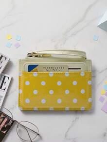 Polka Dot Mini Coin Purse Fashion PU Small Wallet Card Holder ID Card Storage Bag Detachable Multi-Layer Ultra-Thin Polka Dot Organizer - Multicolor - View 8