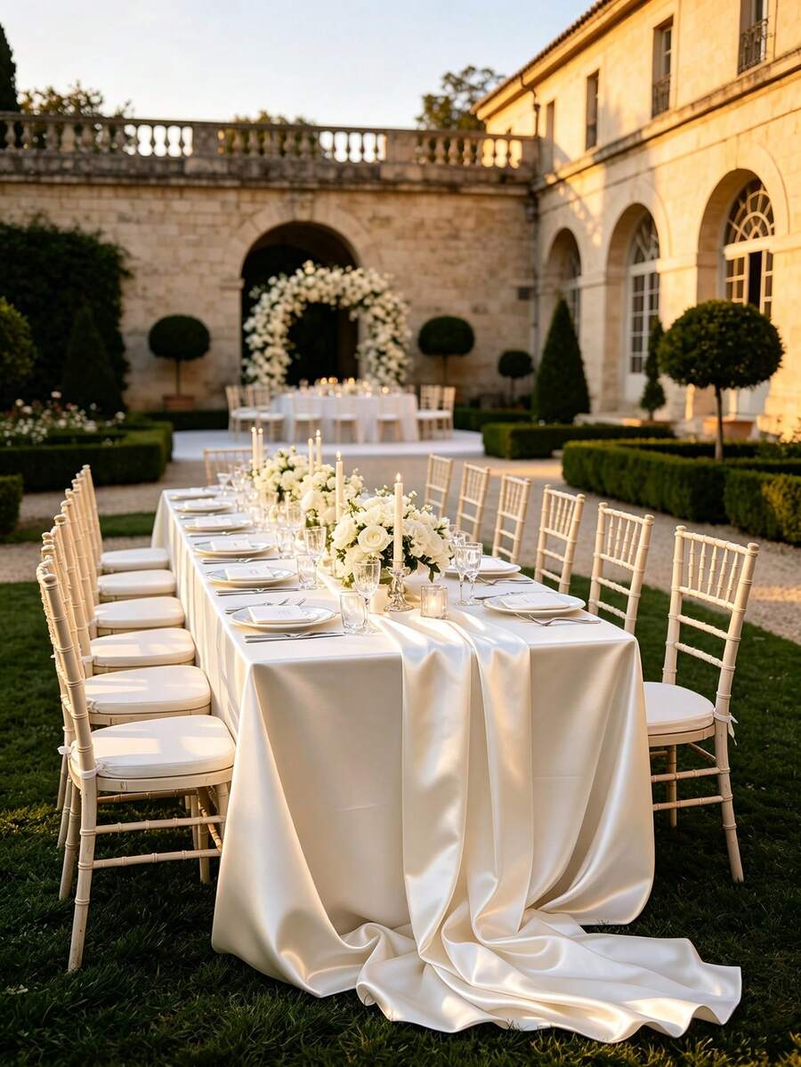 1pc Satin Rectangular Tablecloth, Smooth Fabric Tablecloth Suitable For Wedding, Party, Birthday Table Decoration, 57.09" X 104.33" (Approx. 145 X 265cm), Multi-Color