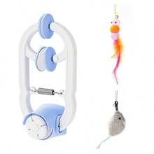 Automatic Hanging Cat Toy Electric Teaser Wand With Flapping Bird And Rotating Feather Cat Toy For Indoor Cats Door-Mounted Fishing Pole Cat Toy For Exercise, Boredom Relief And Fun Games - Blue - View 13