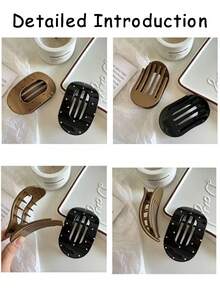 4/1pc Vintage Oval Polka Dot Flat Hair Clips, Multi-Functional Shell Alligator Hair Clips, Suitable For Daily Wear, Fashionable And Versatile - Multicolor - View 4