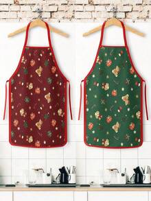 2pcs Christmas Apron, Christmas Gift, Suitable For Kitchen Cooking, Festivals And Parties. It's Also A Great New Year Gift To Give To Friends. - Multicolor - View 1