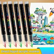 288/168/120/72/60/48/36/12pcs Liquid Acrylic Marker Set, Multicolor Soft Tip Watercolor Pens, Drawing, Art, Anime, Fine Art Supplies, Office Stationery, Markers, Outline Pens, Halloween, Christmas, Birthday Gifts - Direct-liquid Acrylic Marker (upgraded Version) - View 6