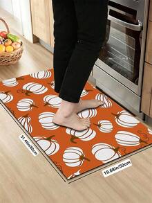 1/2pcs Autumn Thanksgiving Floor Mat, Pumpkin Pattern, Vintage Diatomaceous Earth Mat, Super Absorbent, Non-Slip, Perfect For Bathroom, Kitchen And Dining Room, Quick Dry, Ideal Home Decor And Bathroom Mat Gift, Thanksgiving Holiday Gift! - Multicolor - View 13