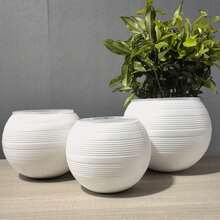 Modern Minimalist Resin Planter - Featuring Round Design And Premium Texture. Suitable For Living Room, Study, Bedroom And TV Cabinet Indoor Spaces. This Thickened Resin Planter... - A - View 6