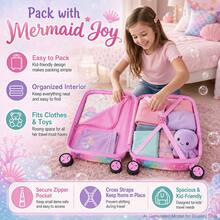 Girls Mermaid Tail Ocean Print Hard Shell Kids Rolling Suitcase, Spinner Wheels Carry-On Luggage, Suitable For Children Travel And Vacation - Pink - View 7
