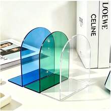 1pc/2pcs Transparent Colored Acrylic Bookends, Thickened Non-Slip Transparent L-Shaped Desktop Magazine Book Holder, Office Desk Organizer, Adjustable Space-Saving Design, Suitable For Home, Office, School, Back To School Season, Home Decor - Multicolor - View 17