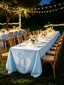 1pc Flat Rectangular Tablecloth - Stain Resistant & Wrinkle Free Polyester Tablecloth, 150 X 259cm (Approx. 59 X 102 Inches) Suitable For Kitchen Dining/Party/Wedding Indoor And Outdoor Use (Light Blue) - Baby Blue - View 7