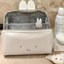 1pc Cute Miffy Themed Makeup Bag, Large Capacity Travel Makeup Storage Bag With Divider, Portable Zipper Toiletries Storage Bag, PU Leather Toiletries Bag For Daily Travel Use, Multi Compartment Cosmetic Accessory Storage Box - Multicolor - View 2