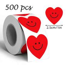 500pcs Heart Doodle Roll Stickers, 1 Inch Heart Shape, 3 Colors Available, Lively Healing Minimalist Ins Style, Perfect For Baking Gift Box Sealing, Souvenir Packaging, Scrapbooking, Children's Reward Stickers, Creative Express Packaging, Market Stall Decoration - Multicolor - View 10