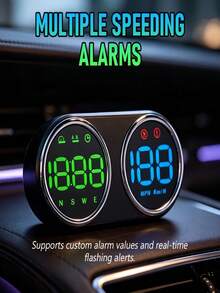 Car HUD Head-Up Display Speedometer LED Direct View, Vibrant Colors, Multiple Color Options, Precise Satellite Clock, Driving Reminder, Independent Button Design, Compact Body, Universal Fit For All Car Models - A - View 5