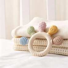 Baby Silicone Teether Ring Teething Stick Multi-Texture Chewing Toy For Teething Period Easy To Clean Multiple Colors Available - Multicolor - View 4