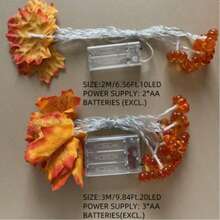 1PC 2/3M 10/0LED Maple Leaf + Small Pumpkin String Lights, Suitable For Halloween Decoration, Holiday Lighting, Party, Room, Haunted House, Bar Decoration, Patio [Battery Box] - Maple Leaf + Small Pumpkin Pendant - View 5