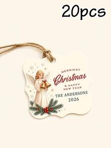 LICVIC Custom Christmas Gift Tags With Family Name, Personalized Holiday Greeting Card Tags, Cozy Winter Christmas Decor, Customized New Year Gift Labels, Customizable Hanging Present Tags, Christmas Party Decor, Holiday Gift Wrap Accent, Home Decor - Style E - View 9