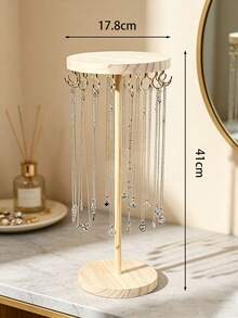 1pc Wooden Round Jewelry Display Stand, Walnut Color, Minimalist Design, Necklace, Pendant, Bracelet, Bangle Organizer, Christmas & Halloween Gift For Women - Imitation Walnut Color - View 20