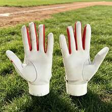 Sarung Tangan Baseball Kulit Domba, Anti Selip, Bernapas, Tahan Lama - Merah - View 5