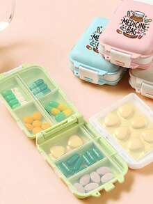 Medicine Storage Bag, Printed With Capsules, Letters, Pill Bottles, Portable Jewelry Storage Bag With 8-Compartment Portable Multi-Layer Pill Box, Travel Storage, For Storing Daily Medications And Vitamins, Essential For Doctors And Nurses, Travel, Hiking, Emergency Rescue, Personalized Creative Gift With Cartoon Logo. - Multicolor - View 3