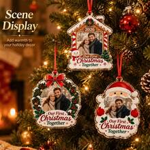 LICVIC Custom Christmas Photo Ornament, Personalized First Christmas Together Tree Hanging Decor, Festive Holiday Couple Keepsake, Customized Picture Ornament, Customizable Christmas Tree Decoration, Romantic Holiday Gift, Christmas Gift, Room Decor - Style B - View 5