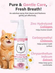 GJYC PET 寵物牙齒噴霧適用於狗與貓－無香精口氣清新劑，幫助維持牙齒清潔與牙齦健康，免刷牙簡易口腔護理，2.03 Fl Oz - 彩色 - 查看 2