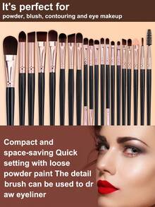 24 Pcs/3 Pcs Total Makeup Tool Kit, 22 Pcs Black Handle And Rose Gold Makeup Brushes, 2 Pcs Beauty Accessories, Matte Non Slip Handles Offer Stable Grip During Long Time Makeup Operating Process. - Multicolor - View 2