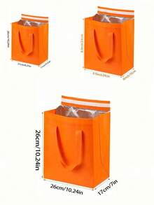 1/10pcs Heavy Duty Insulated Delivery Bags, High Thermal Insulation, With Top Seal And Hanging Hole, Orange, Suitable For Pizza, Coffee, Restaurant, Supermarket, Seafood Transport Food Delivery Supplies, 50pcs Individually Packed, Non-Food Contact - Multicolor - View 3