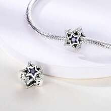 1pc Silver-Plated Starry Sky Moon & Star Spacer Bead, Sun Moon Five-Pointed Star Dual-Color Color-Blocked Zirconia Design, Multiple Styles Dreamy Universe Embossed, Compatible With Basic Snake Chain Bracelet, For Handmade DIY Jewelry Making And Romantic Starry Sky Theme Gifts - Multicolor - View 9