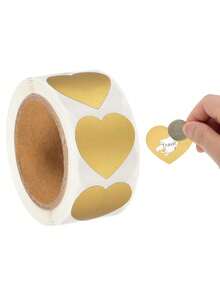 300 Pcs/Roll 1 Inch Self‑Adhesive Gold Heart Scratch‑Off Stickers, Perfect For DIY Scratch‑Off Prizes, Holiday Parties, Wedding Parties, Wedding Decorations, Event Labels & Celebration Tags - Multicolor - View 5