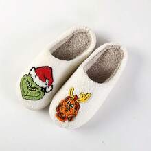 The Grinch 1 Pair Green Furry Christmas Winter Warm Slippers, Comfortable Home Slippers, Cute Cartoon Style Autumn Thermal Slippers, Office Fashion Slippers, Unisex Couple Travel Slippers, Party Costume Slippers, Suitable As Holiday Birthday Gifts For Family And Friends, Christmas Gifts, Suitable For Daily And Festive Wear, Halloween Costume Props - Multi-color - View 3