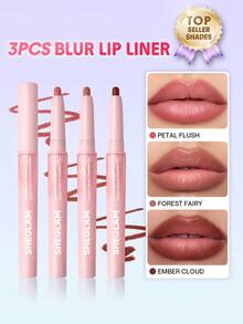 SHEGLAM [3Pcs] Cloudline Blur Lip Liner Bundle Set - Petal Flush+Forest Fairy+Ember Cloud - View 1