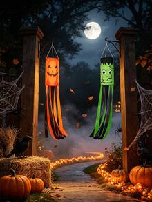 Halloween Wind Vane Hanging Ghost Wind Sock, Scary Ghost Decoration, Ghost Wind Direction Indicator, Holiday Yard Outdoor Decor, Polyester Wind Sock Flag, Suitable For Halloween Yard Decoration And Holiday Celebration, Halloween Gift - Multicolor - View 8