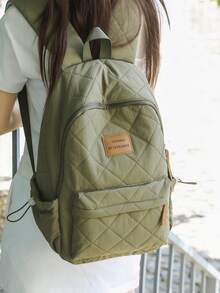 Mochila clásica de gran capacidad de unicolor - Verde - Ver 4