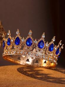Sparkling Clear Crystal Full Crown, High-Quality Silver Tone Bridal Tiara For Special Occasions - Multicolor - View 11