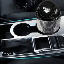 Creative Rhinestone Car Trash Can, Multifunctional Storage Box, Car Door Slot Cup Holder Storage Bin - Mini Rhinestone Trash Can - View 8