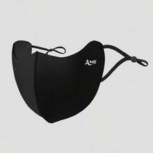 1pc Winter Warm Face Mask, Adjustable Ear Loop Windproof Reusable Face Cover, AMX Letter Print Solid Color Thermal Mask For Outdoor - Multicolor - View 5