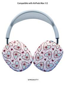 GIIPPA Glossy Hard Ear Cup Protective Cover, Heart Pattern, Unisex Anti-Scratch Shell, Compatible With AirPods Max 1/2 Oval Over-Ear Headphones, Suitable For Daily Commute, Campus, Cafe, Travel, Picnic And Other Scenarios, Matching Accessories - Red - View 1