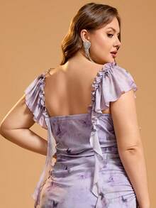 Women Plus Size Mermaid Cocktail Party Dress Graduation Date Night Out Club Dresses Event Wedding Guest - Lilac Purple - View 9