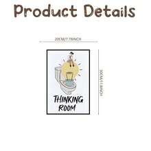 Funny Bathroom Wall Decor Wooden Sign, Waterproof Humorous Plaque, Bathroom Home Decor, Modern Quote Design, Black And White Wall Art, Modern Minimalist Thinking Room Humorous Style, 12x8 Inches - A - View 2