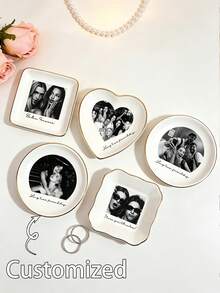 Custom Best Friend Photo Jewelry Tray, Personalized Small Accessory Dish, Gift For Sisters, Ceramic Ring Dish, Personalized Gift, Close Friend Gift - Multicolor - View 2