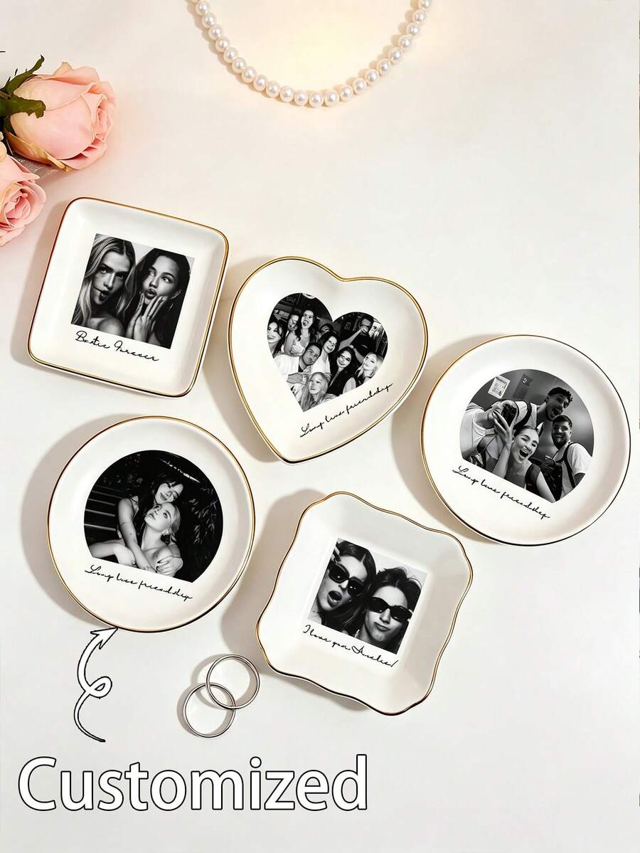 Custom Best Friend Photo Jewelry Tray, Personalized Small Accessory Dish, Gift For Sisters, Ceramic Ring Dish, Personalized Gift, Close Friend Gift