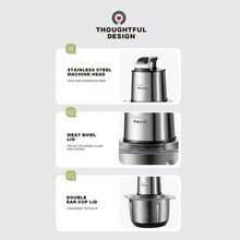 SOKANY 06014 Multi-Function Meat Grinder, 1000W High Power Motor, Approx. 5L Large Capacity, Three-Layer Stainless Steel Blades, Stainless Steel Body, Easy To Clean, Two-Speed Control, Meets Different Food Hardness Requirements - Silver - View 8