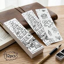 32pcs Christmas Theme Cartoon Labels, Minimalist Line Art Design, Unique & Exquisite Decorative Page Markers - Perfect Gift Choice For Students, Educators And Book Lovers, Ideal As Reading Incentive, DIY Handmade Decorative Gift - Multicolor - View 2