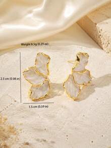 1 Pair Exquisite, Affordable-Luxury Coastal-Style Petal Stud Earrings Featuring Pearls And Gold-Stylish Accessories Perfect For Summer Beach Parties. - Earrings - View 6