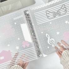 1pc A5 Transparent Diagonal Stripe Loose-Leaf Notebook, Clover Musical Note Wing Elements Design, Sticker Storage Book, A5 Loose-Leaf Binder, PP Transparent Inner Page Refill, K-Pop Photo Album, FEINIBOOK Suitable For Photo Album, Scrapbook, Sticker Book, Planner Material Storage, Time Planning Book, Savings Book, Notebook And Other Learning Stationery, New Semester Supplies, Back To School Season - Loose-leaf Book - View 5