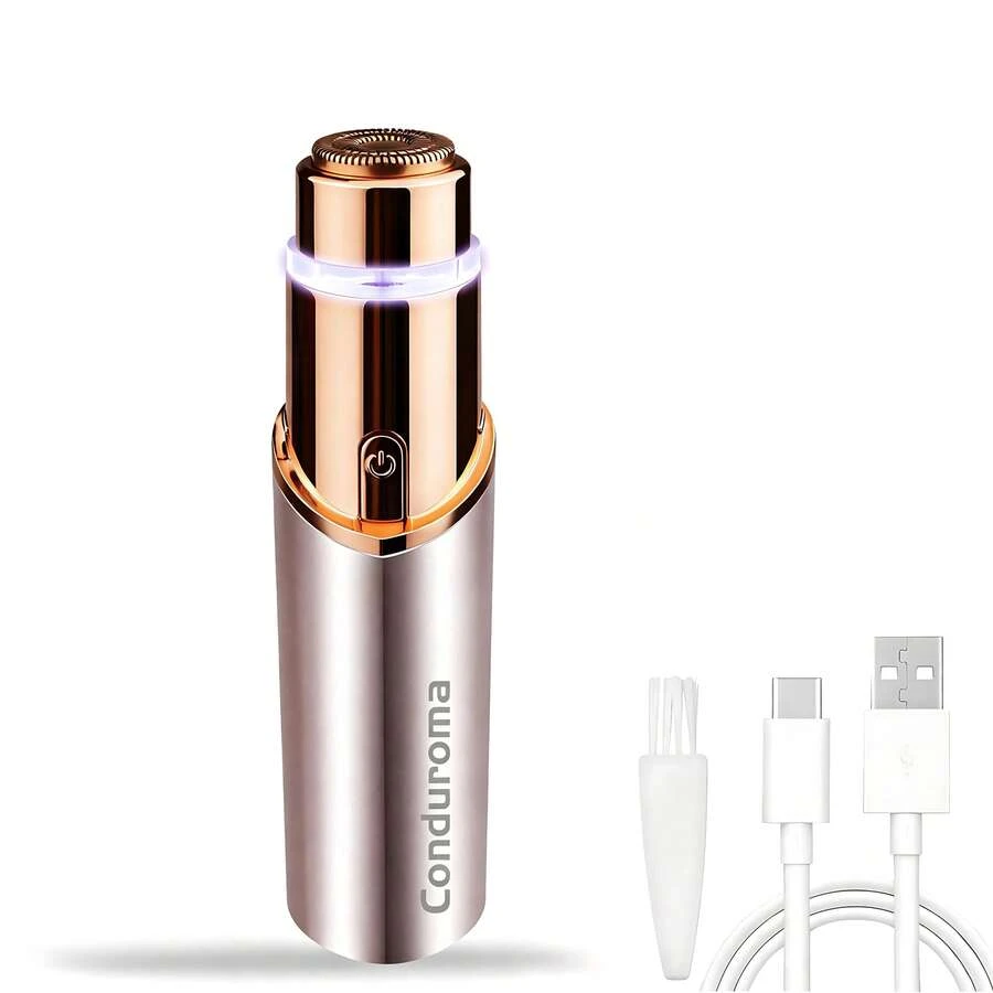 Conduroma Women's Facial Hair Remover, Electric Painless Facial Shaver, Rechargeable, Suitable For Chin, Upper Lip And Peach Fuzz, With Lighting Feature