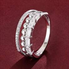 1pc Geometric Round Design Cubic Zirconia Inlaid Fashion Ring For Women - Multicolor - View 1