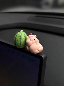 2pcs/3pcs Cozy Pig Car Dashboard Ornament, Car Interior Center Console Display Screen Window Side Rearview Mirror Decoration, Car Interior Decor - A - View 7